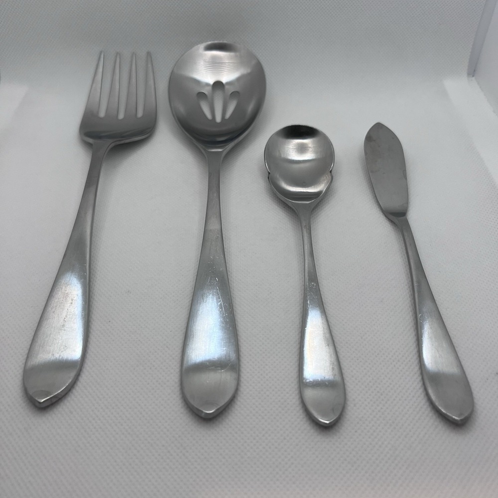 Robert Welch Meridian Satin 4pc Serving Set Fork Spoon Butter Sugar Stainless